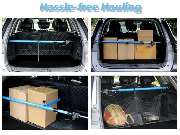 Leikius 2PK 79 inch Heavy Duty Adjustable Cargo Bars,200LB Capacity，Non-Slip Truck Bed Divider for Pickup Truck Bed,Aluminum Handle Cargo Bar for SUV, Trailer, Van, Come with 2 Bars, 2 Dividers, 1 Net by Leikius - Image 7