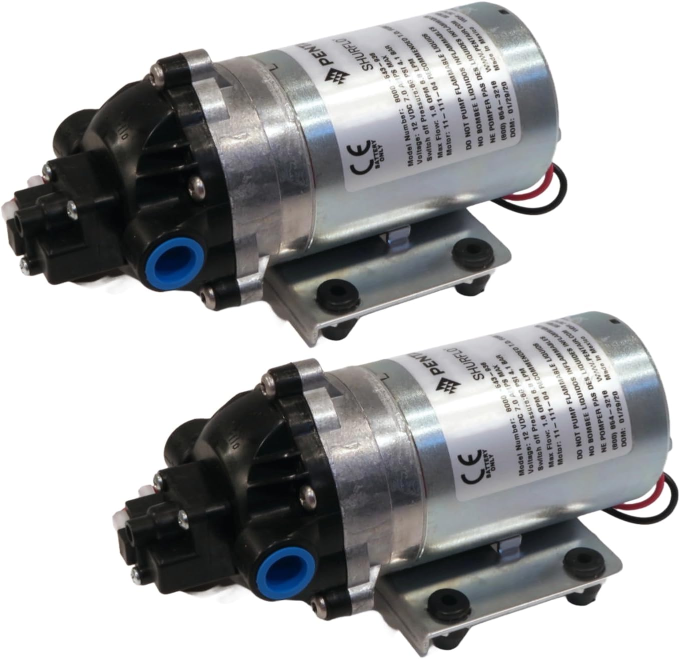 The ROP Shop Shurflo 8000-543-936 Diaphragm/Demand Water Transfer Pump 1.8 GPM 12V 60 psi (2-Pack)