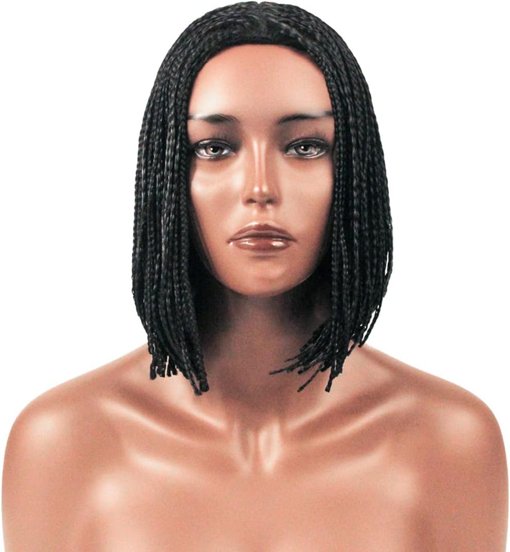 Braided Wigs Black Women Synthetic Heat Resistant Fibre Short Black