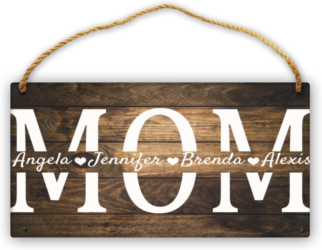 Personalized Mom Sign for Home Decor Wooden House Warming Gifts Mother, Grandma Gift 5"x10"