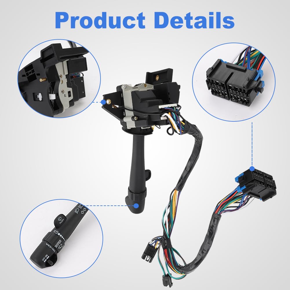 JDMON Turn Signal Switch Compatible with Chevrolet Impala V6 3.4L 3.8L 2000 2001 2002 2003 2004 2005 Multifunction Combination Switch Replace 26073612 26085930 26093873