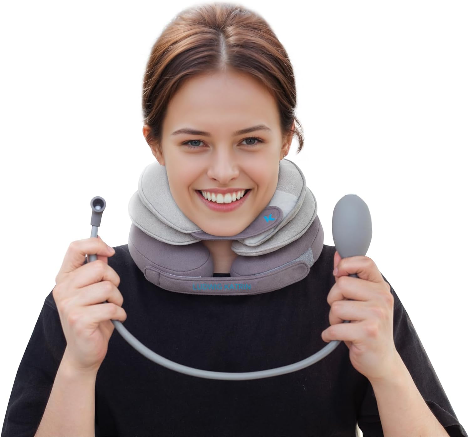 Tech Love Cervical Neck Traction Device, Neck Stretcher for Neck Pain with Removable Air Pump, Adjustable Inflatable Neck Decompression Devices, Neck Traction Devices for Home use or on Trips