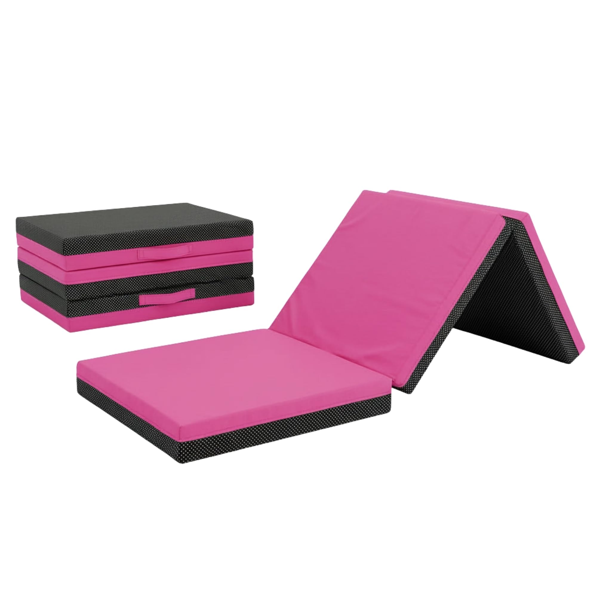 Non Slip Gymnastics Bi Fold Exercise Soft Play Floor Mat For Yoga Aerobics Landing Crashing Training Safe Space for kids (Pink, 180cm x 60cm x 5cm)
