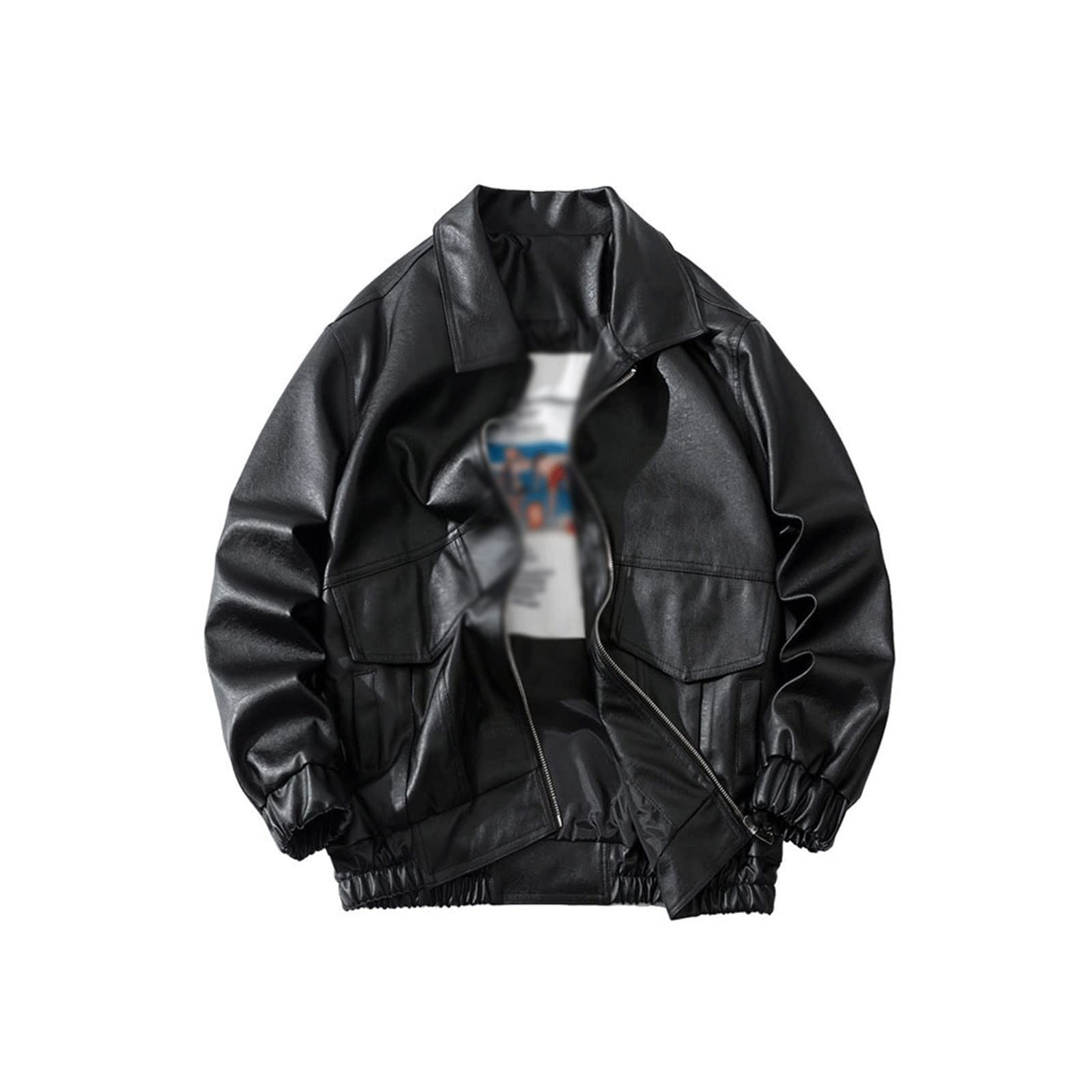 HODORE Jackets, Faux Leather Bomber Jacket Men Solid Oversize Male Motorcycle Coat Biker Waterproof Moto Clothing Spring (Color : Hortel�, Size : SIZE S) S Hortel�