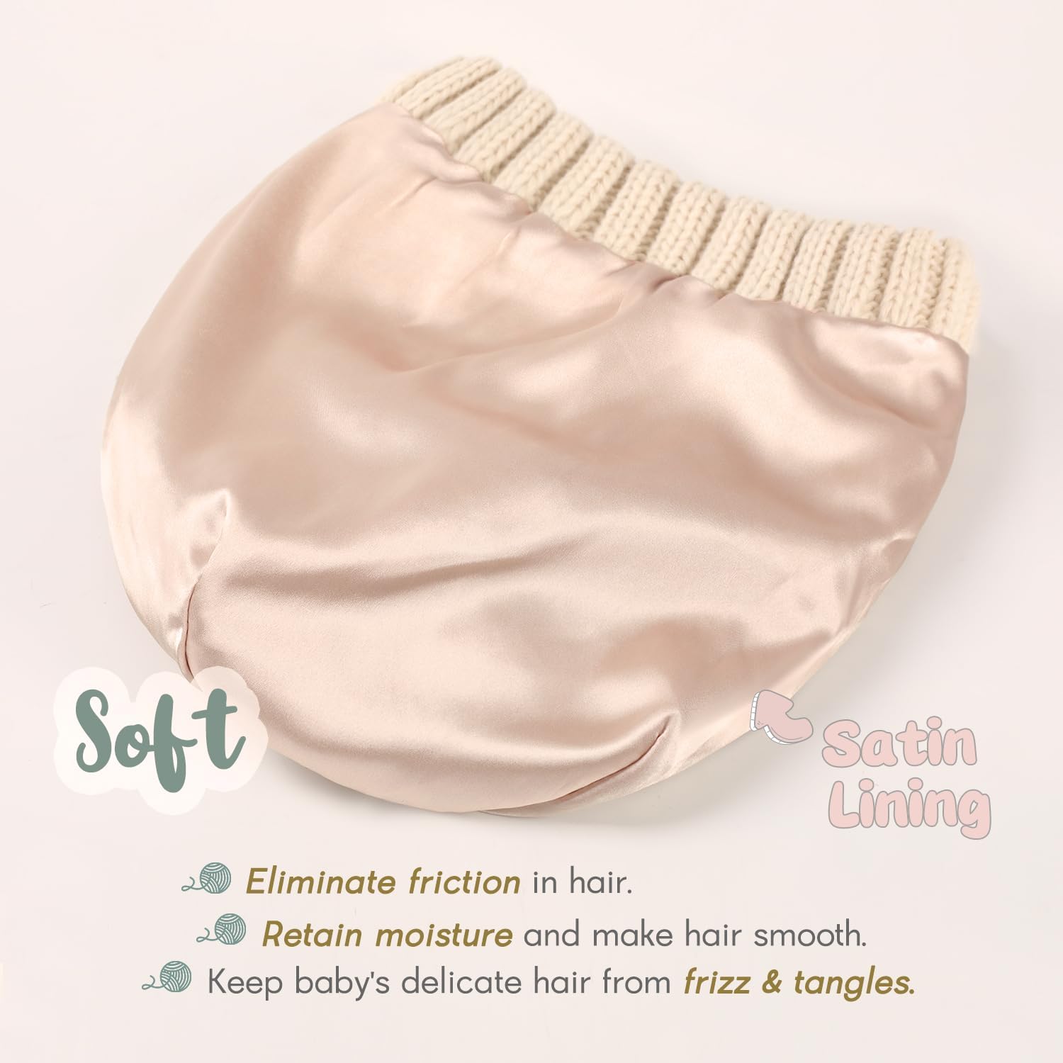 Kids Beanie Satin Lined Winter Beanie Hat for Baby Boy Girl Warm Todders Beanie with Double Pom Pom Ears 1-7 Years - Image 3