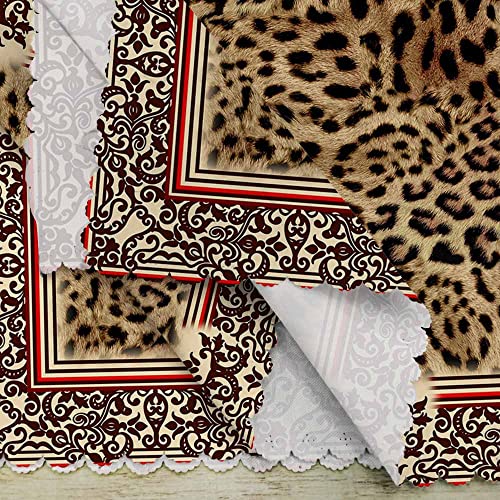 Yibeas TNC4A1018 Leopard Cloth Napkins Dinner Table Napkins Animal Leopard Print Decorative Border Washable Reusable Napkins Set Of 4 Home Holiday Party Wedding 18 X 18 Inch thumb #7