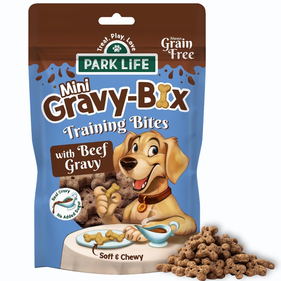 PARK LiFE - Mini Gravy Bix Dog Biscuits Orignal Beef Dog Treat, Training Snack, Great for Puppies, 100g Pouch
