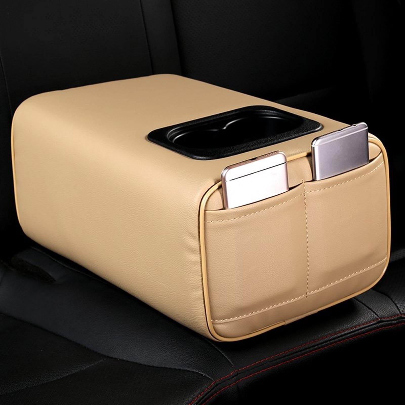 Hjkdsz Beige-Double Pockets Storage Console Armrest Boxes Car Interior Center Organizers Accessories For Range For Rover All(Beige-Double Pockets)