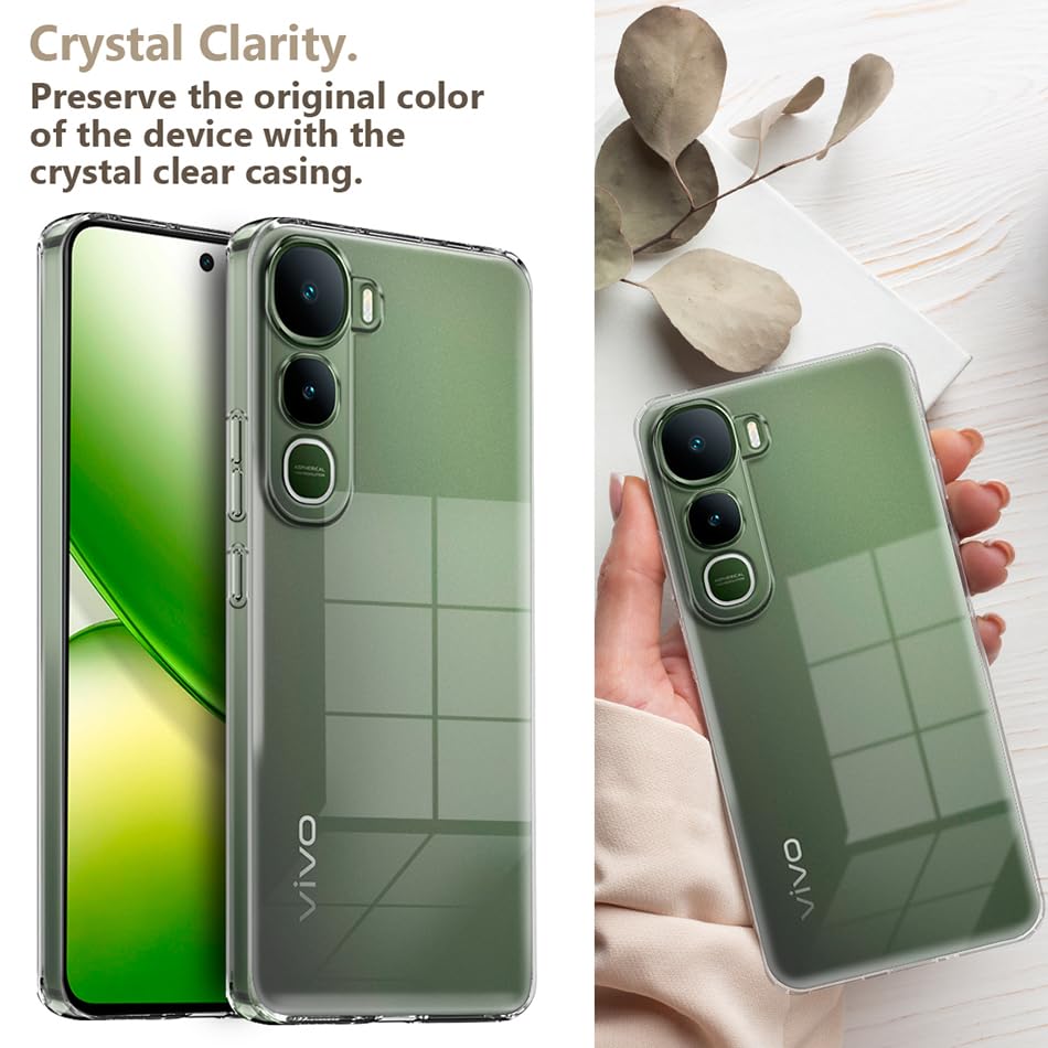 Image of Fashionury Crystal Clear Case for Vivo Y400 5G | Yellowing Resistance | Transparent TPU Silicone | Raised Camera Lips | Slim Transparent Cover