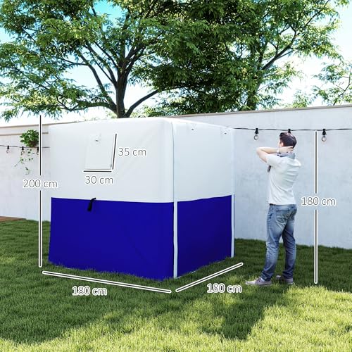 Outsunny Pop Up Gazebo with Sides, 2m x 2m Easy 1 Person Setup Party Tent with Carry Bag, Stakes, Ropes, Folding Multifunctional Instant Shelter, Dark Blue and White - Image 7