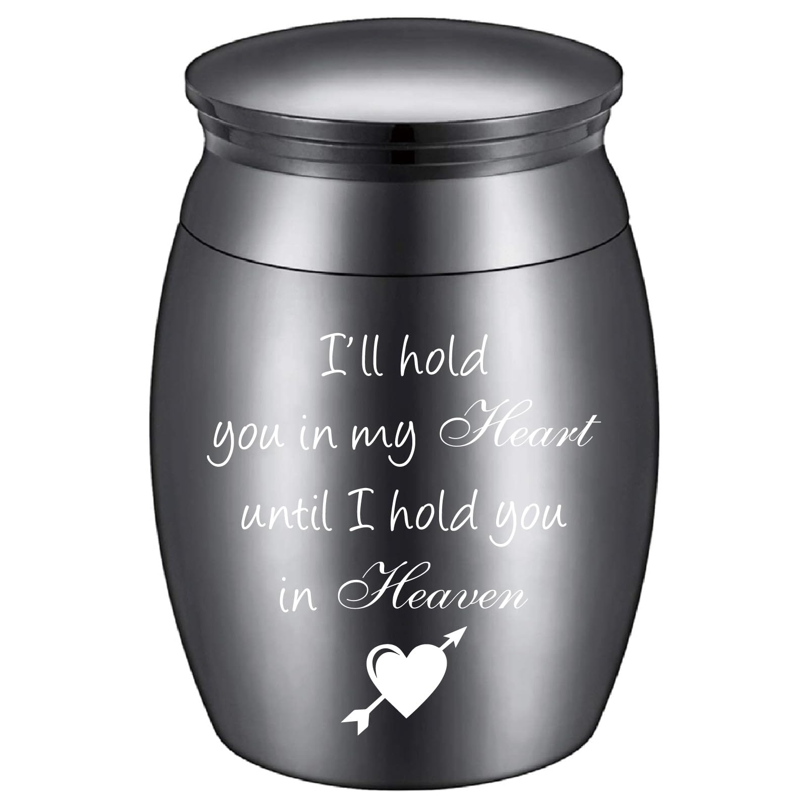 CREATCABIN Urn for Human Ashes, Small, Urn Cremation, Memorial Urn Pets, Ash Container Stainless Steel, Metal, Funeral Urn, Keepsake Urn, Container for Male Female Cats, 3 x 4 cm, Black
