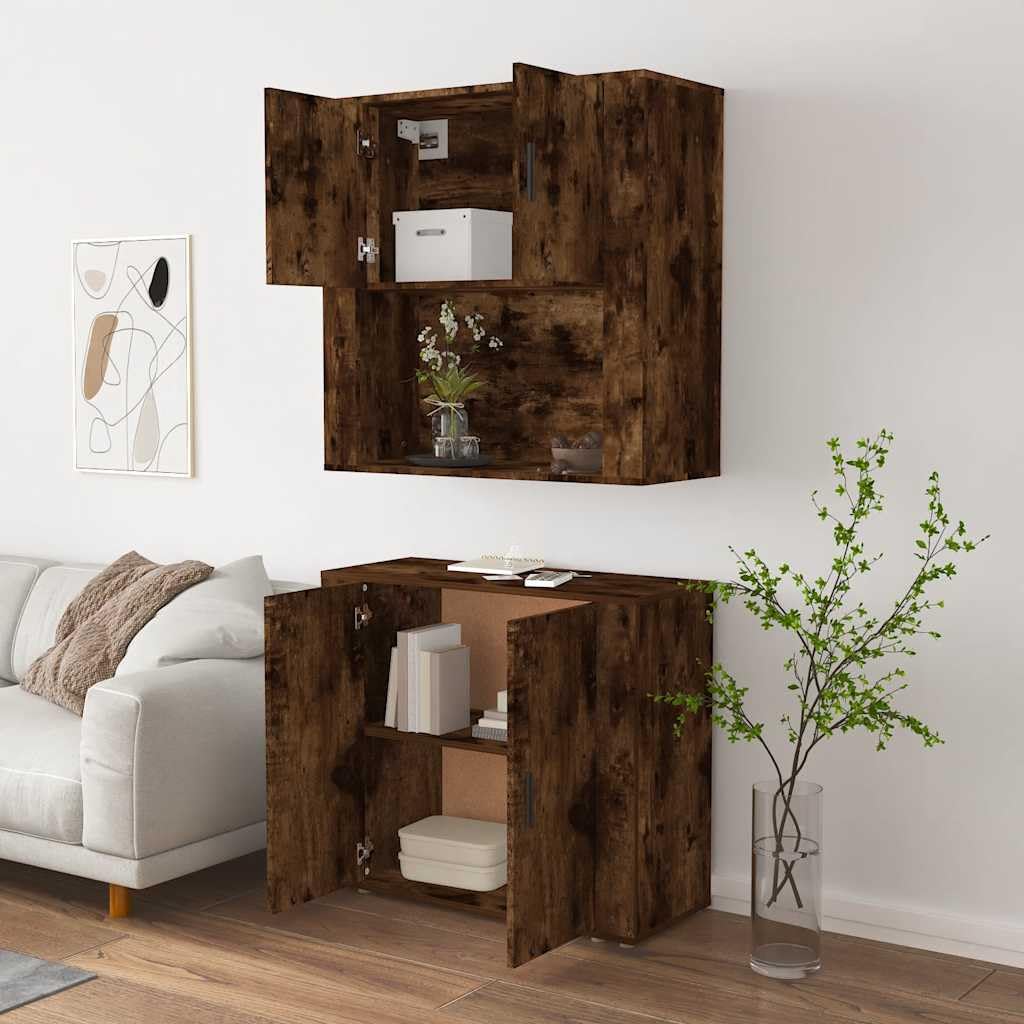 Highboard - Credenza in legno di rovere affumicato, 2 pezzi, 80 x