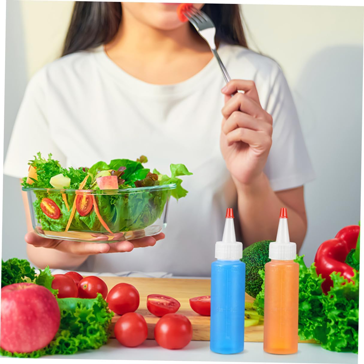 15pcs 2oz Small Ketchup Bottle Set, Plastic Condiment Squeeze Bottles for Salad Dressing and Sauce Dispensing, Mini Refillable Kitchen Storage Containers for Cooking and Serving image 5