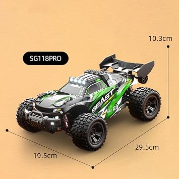 SG118PRO Off-Road Remote Control Car with Full Proportional Throttle, 1:18 Carbon Brush 4WD High-Speed Off Road Monster Truck, Toys Gifts for Kids Adults (Black and Green)