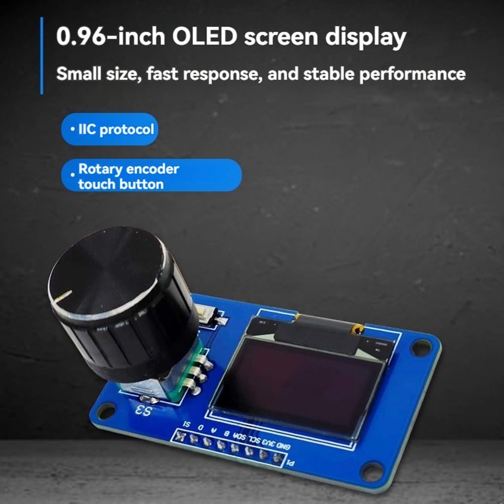Goufride 0.96 Inch OLED-module – Met EC11 Rotary Encoder En IIC-interface – Klein, Snel En Stabiel – Voor Externe Microcontroller – Blauw Display