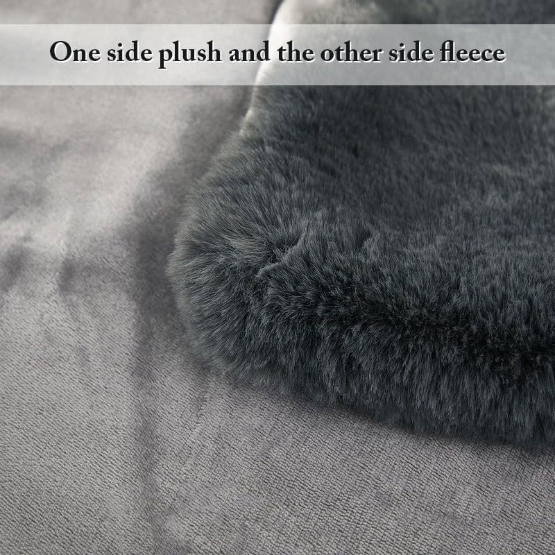 jianyana Fleece Blanket, Fluffy Throw Blanket Plush Blanket Velvet Warm Lightweight Breathable Durable Super Comfort Reversible Bed Throws Machine Wash Grey Brown Off-white fit Kids Adults - Image 3