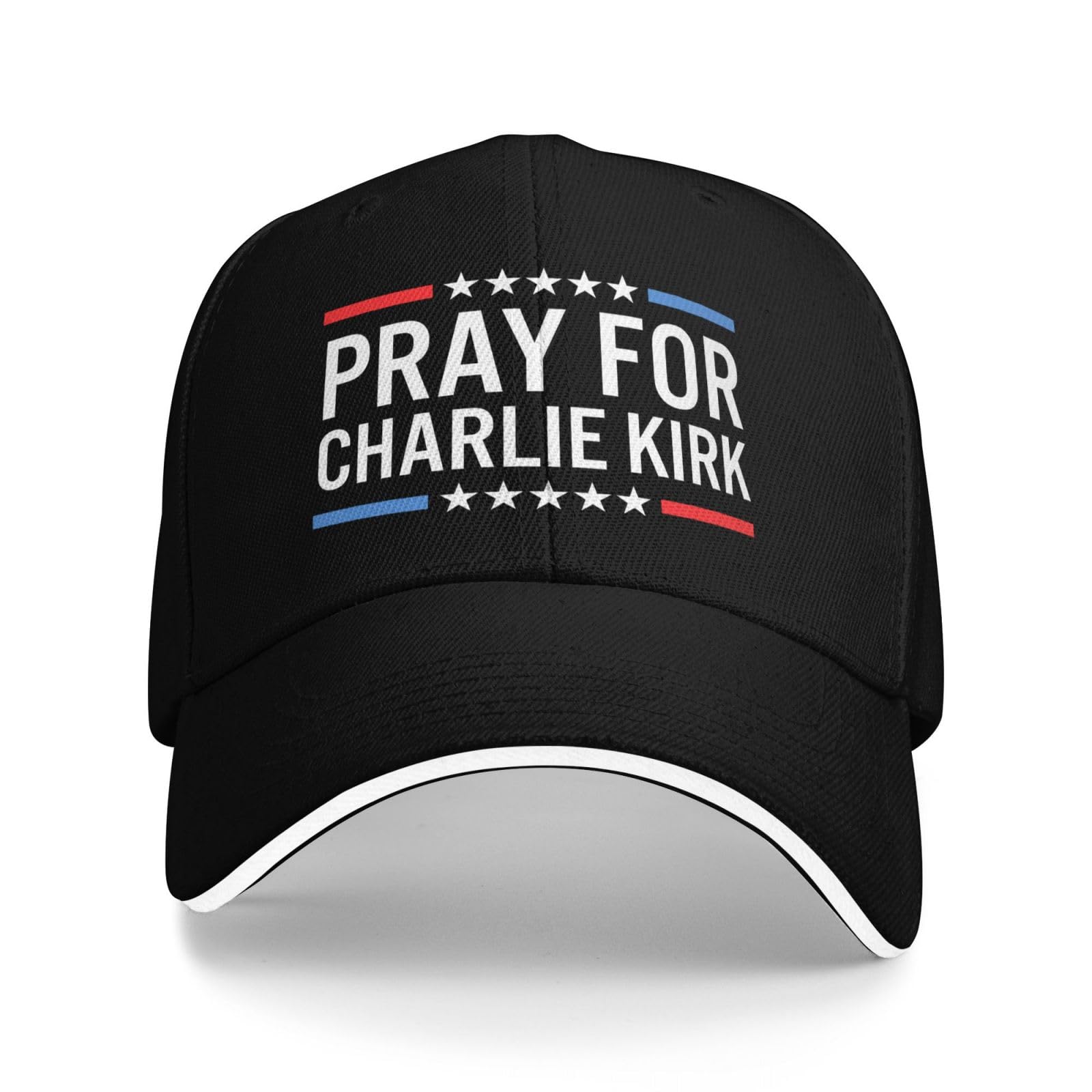 Hacxz Unisex Black Pray For Charlie Kirk Hats Baseball Cap Sandwich Caps Casquette Dad Hat