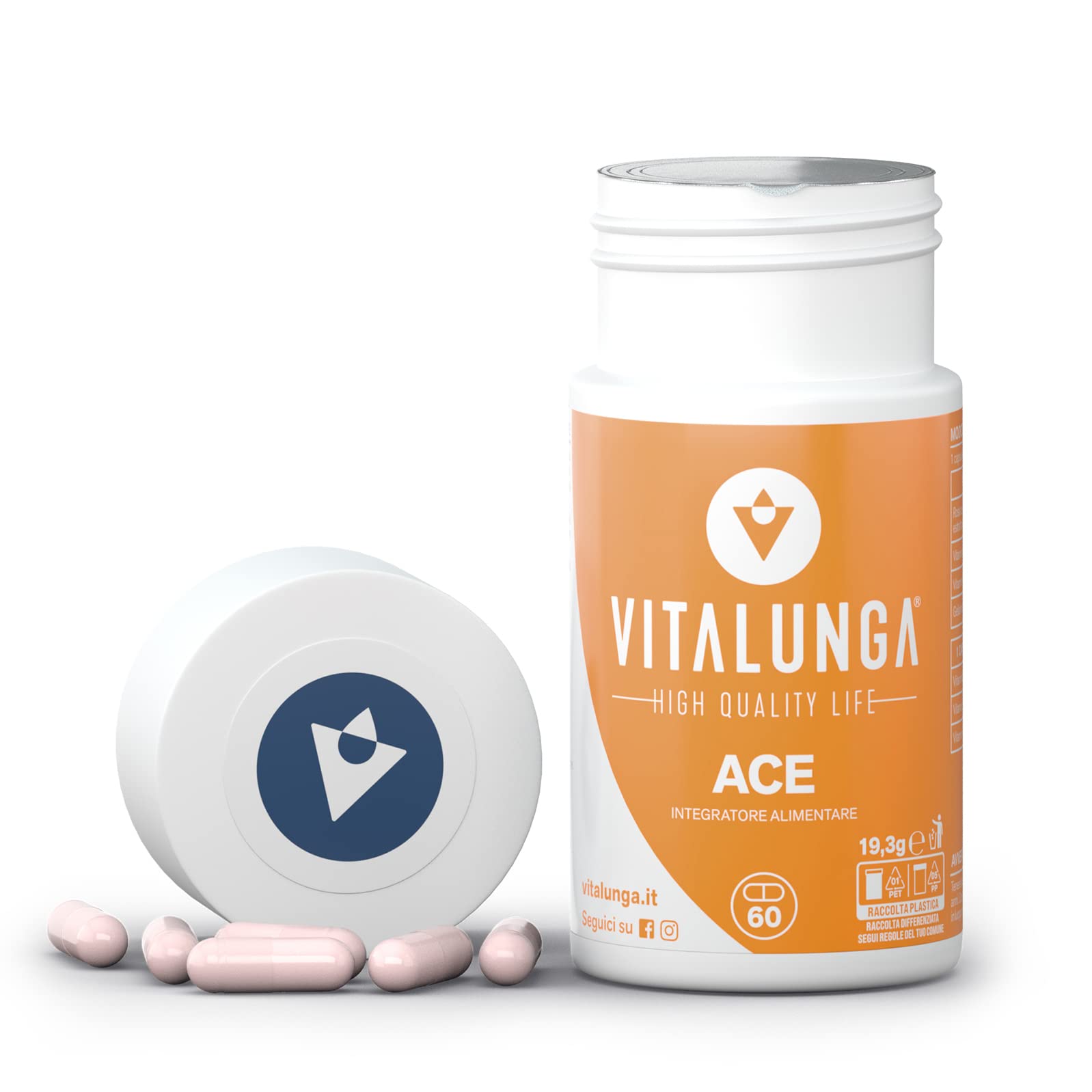 Vitamina A Pura Altissimo Dosaggio (1,2 mg) + Vitamina C e Vitamina E, Integratore Multivitaminico 60 Capsule Vegane per il Funzionamento di Vista, Vie Respiratorie e Sistema Immunitario, Vitalunga