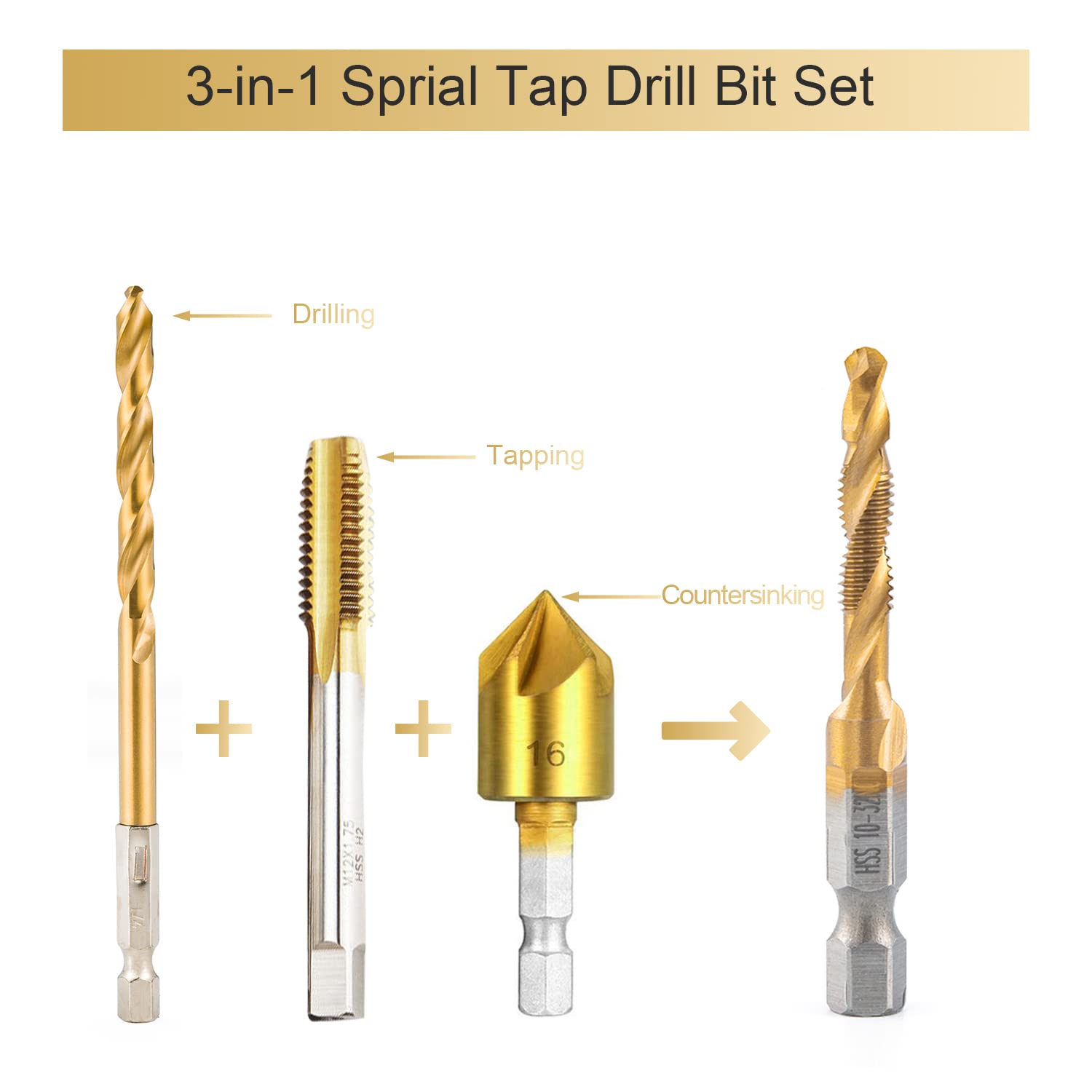 Buy HIDOTOL Titanium Combination Drill and Tap Bits Set with Quick