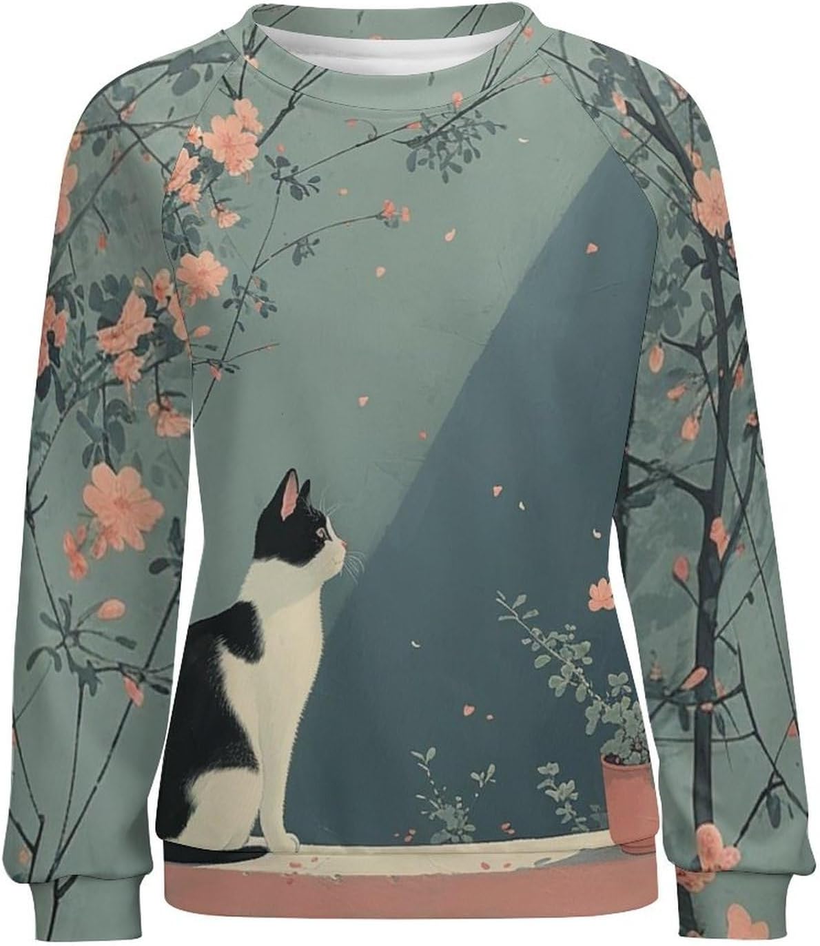 Long Sleeve Shirts for Women Cat Printed Fall Winter Dressy Holiday Casual Fashion Crewneck Tunic Tee Shirts - Image 4