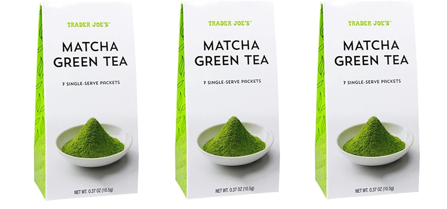 Trader Joes Matcha Green Tea Powder Convenient Single Serve Packets for Travel Home 3 Pack each with 7