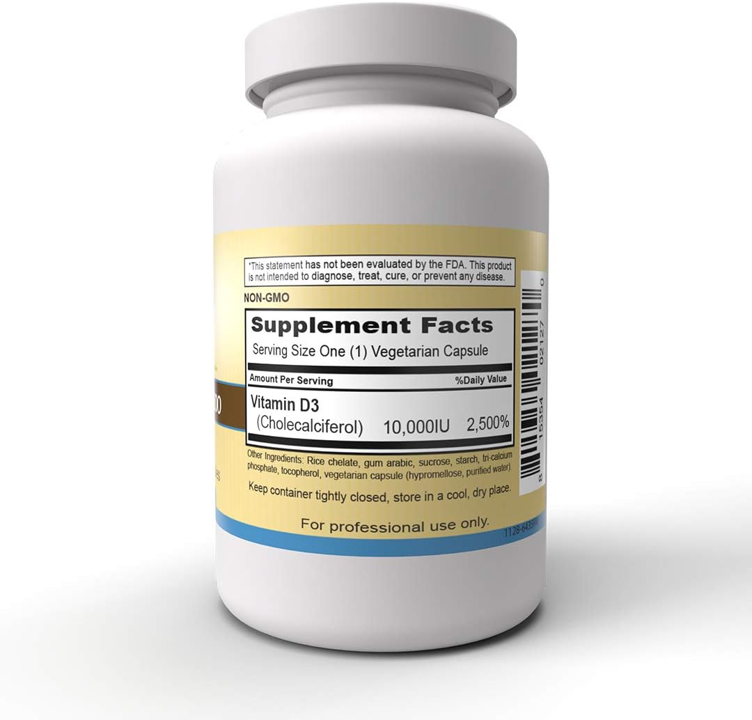 Priority One Vitamins Sun D3 10,000 90 Vegetarian Capsules - The Most bioavailable Form of Vitamin D (cholecalciferol).*