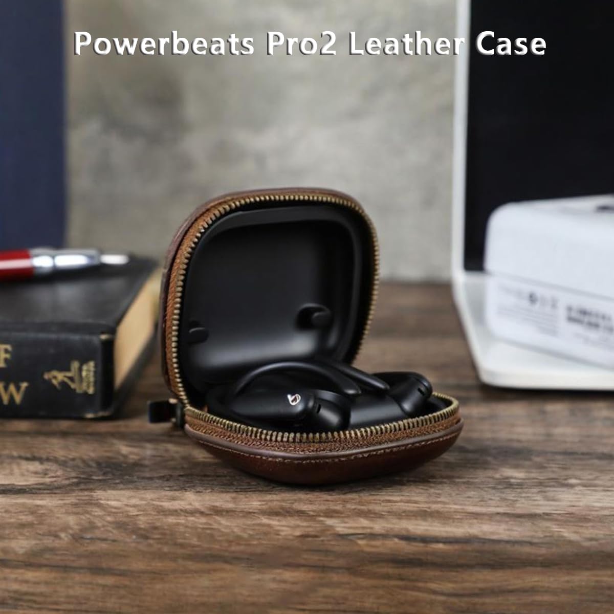 Etui z prawdziwej skóry do Powerbeats Pro2 z brelokiem, trwałe, odporne na wstrząsy, pełne etui ochronne, kompatybilne ze słuchawkami Bluetooth Powerbeats Pro2 2025, obsługa bezprzewodowego ładowania