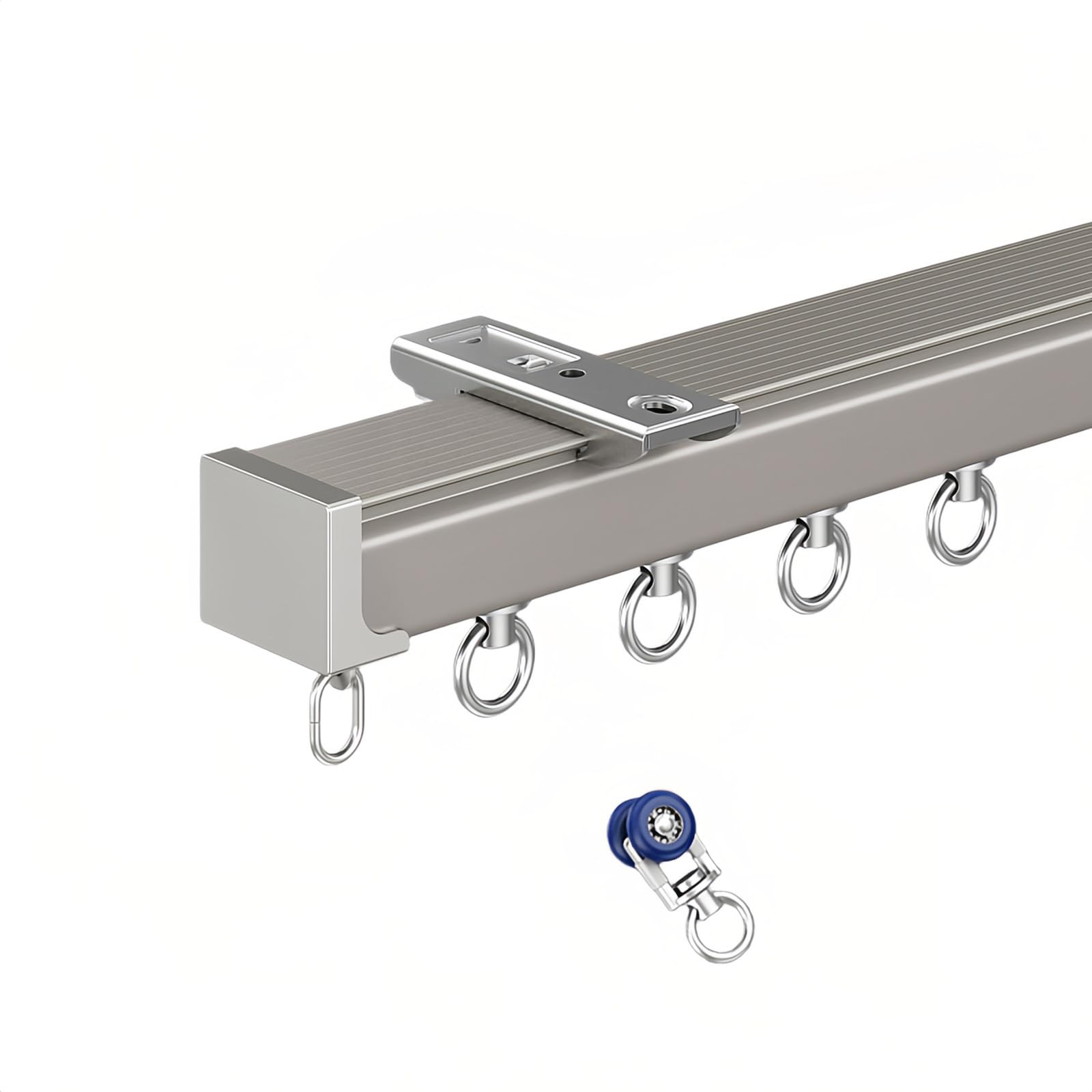 Rail de rideau en aluminium de 4,8 m pour montage mural ou plafond