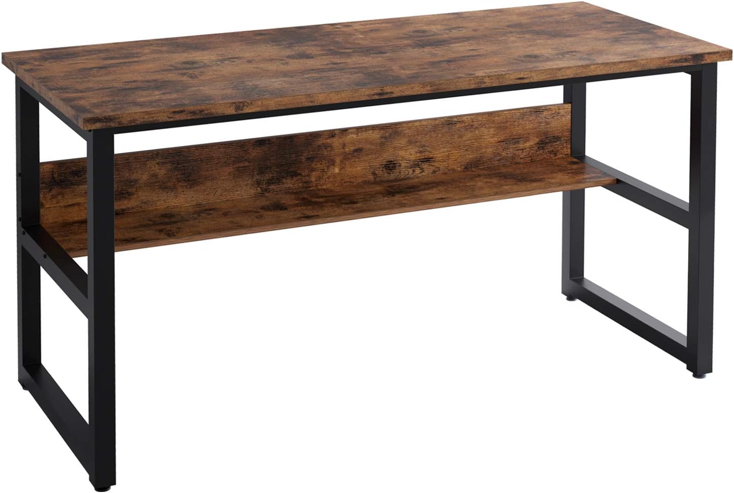 IRONCK Computer Desk 55" with Bookshelf, Office Desk, Writing Desk, Wood and Metal Frame, Industrial Style, Study Table Workstation for Home Office Furniture