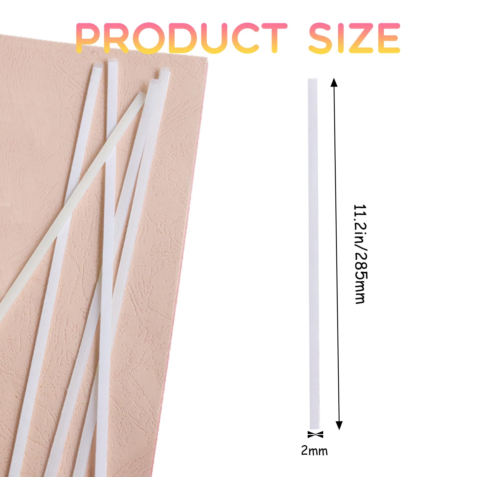 150 Pcs 11.2 inch Hot Melt Resin Strips, 2 mm Wide White Hot Melt Adhesive Glue Strips for Album Book Binding Repair Binding, 1mm Thick