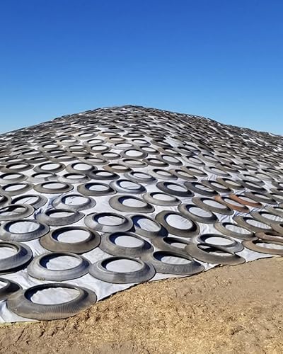 Miniatura 5 de Farm Plastic Supply - Cubierta de ensilaje reforzada con cuerda negrablanca - 6 mil - (52' x 10') - Plástico de polietileno resistente para cubierta