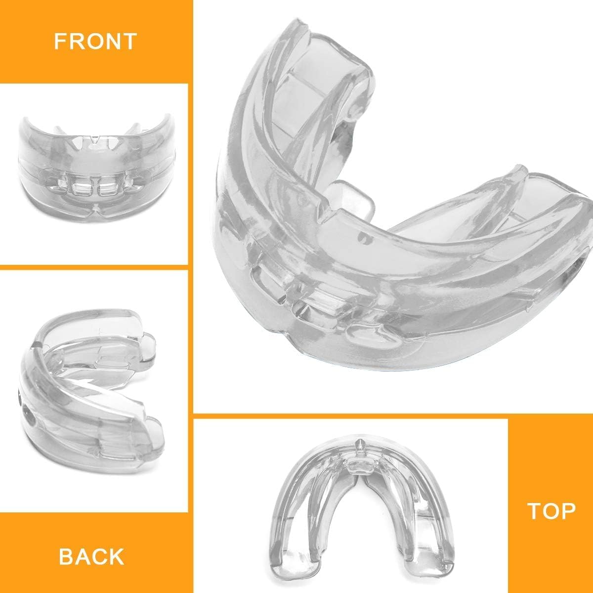 Coolrunner Double Braces Mouth Guard, Sports Athletic Mouth Guards Youth Mouthguard for Upper and Lower Teeth Protection Required for Youth, Teenager and Adults (Blue) (Blue+Transparent) : Health & Household