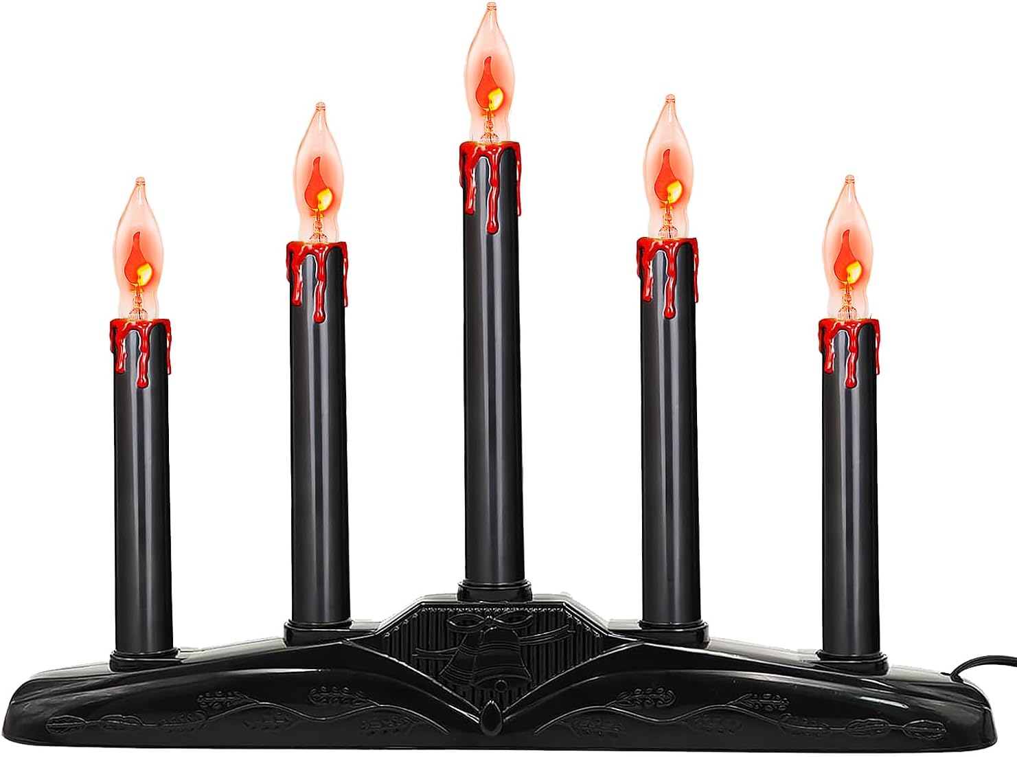 5 Lights Electric Window Candles with 6 C18 Flame Bulbs(1 Spare), Plug in Window Candles, 1 Watt Country Candle Lamp for Home Table Party Halloween Decoration