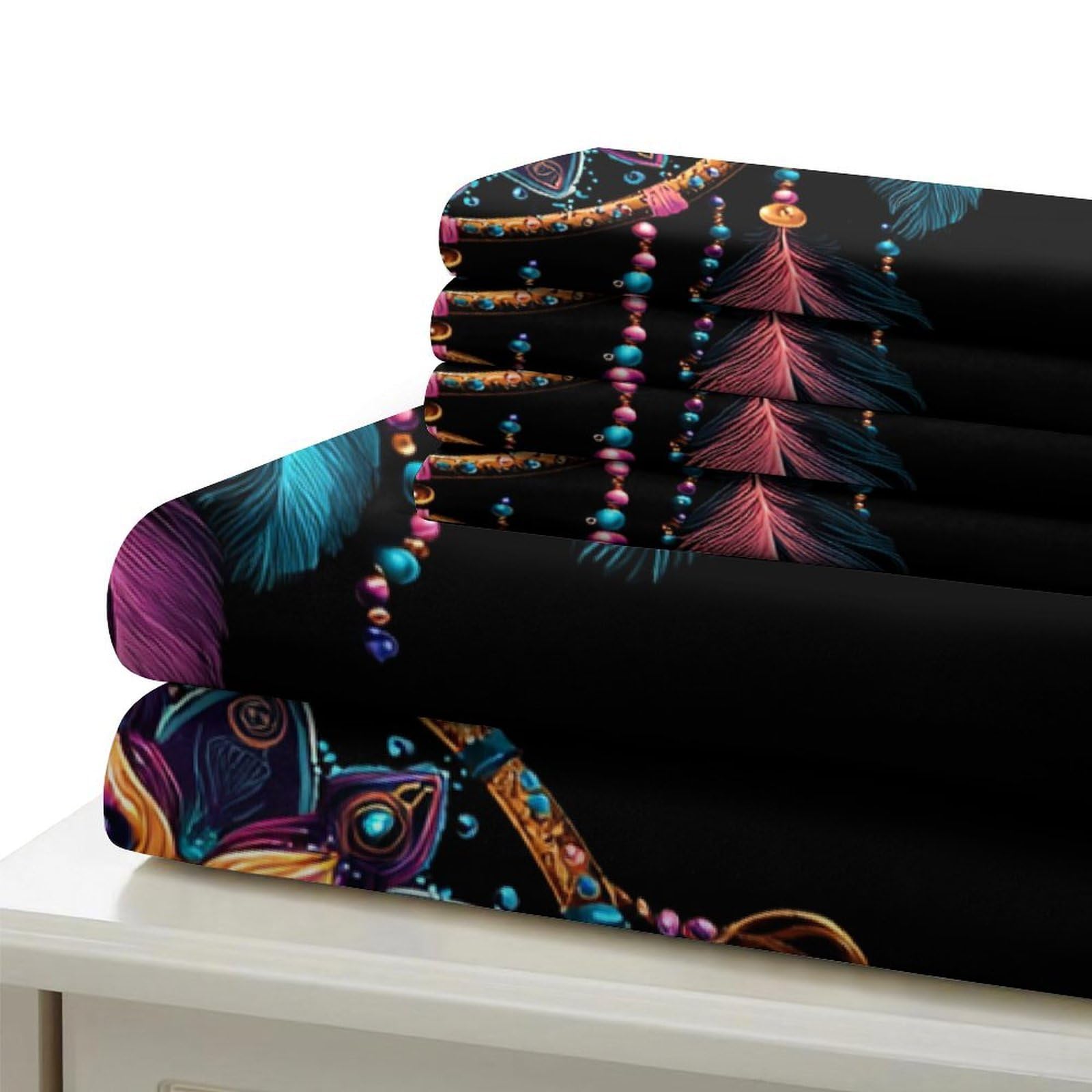 3D Bedruckte Traumfänger Bettbezug Microfaser Schlafzimmer Deko Traumfänger Bettwäsche Set Hautfreundlich Atmungsaktiv Geschenk King（220x240cm）