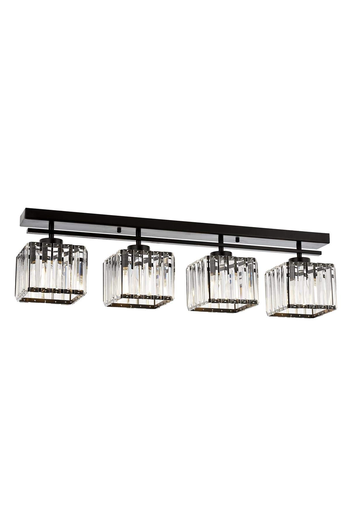 Avonni AV-60230-4Y-BSY Siyah Boyalı Modern Avize E27 Metal Kristal 80x15cm