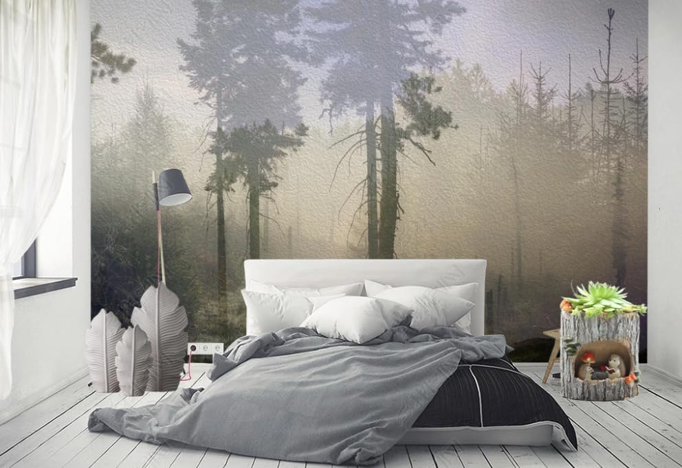 Papier peint intissé forêt invitation à la sérénité poster mural géant salon 200x140