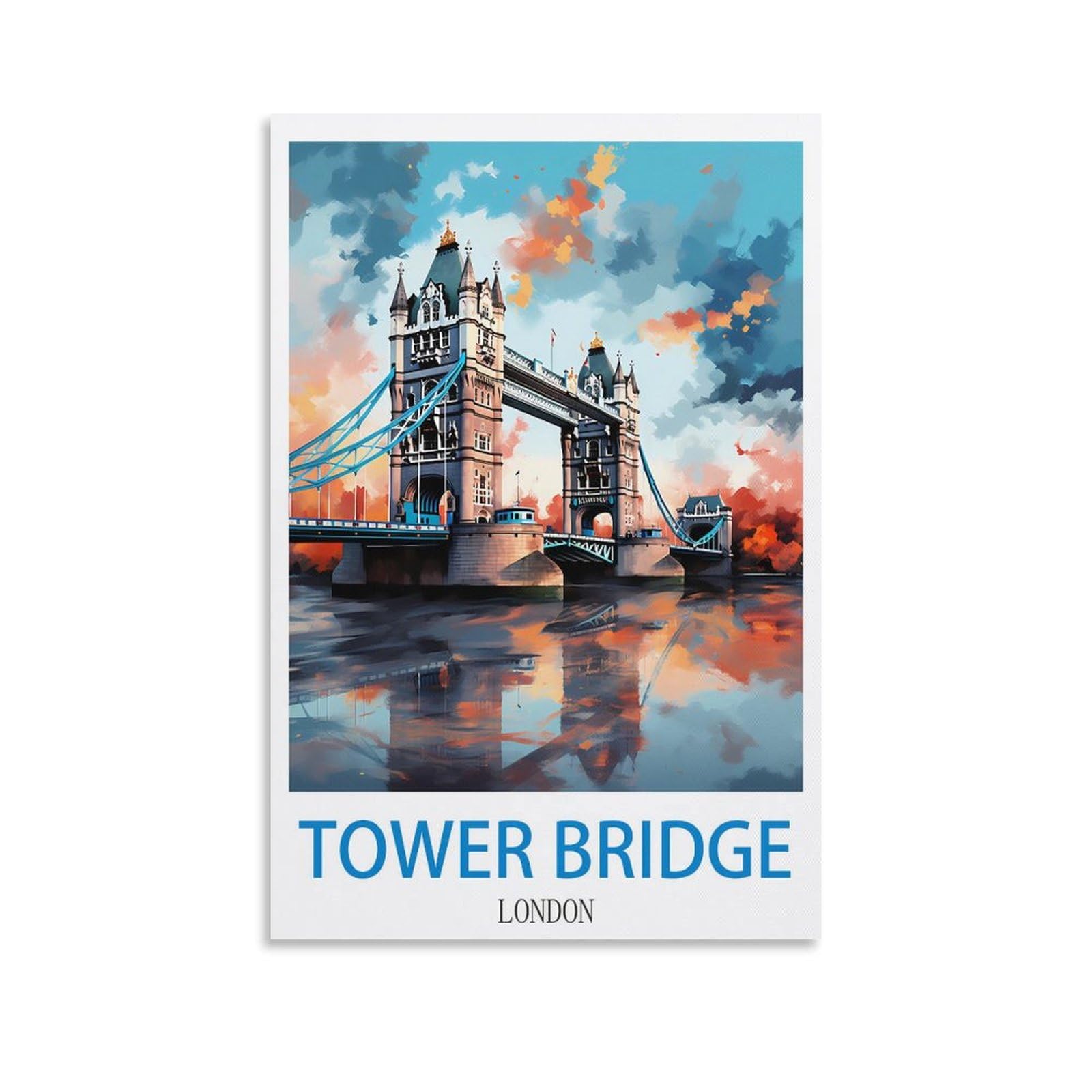 Ndoud Unframe-Style Tower Bridge London Vintage Travel Poster 08X12inch(20X30cm) Wall Art Picture Print Canvas Painting For Living Room Home Decor