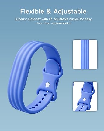 シリコンバンド 2個パック Google Fitbit Airスクリーンレスアクティビティトラッカー対応 ソフトな穴あき交換用ストラップ 防水リストバンド 調節可能なフィットネストラッカーバンド