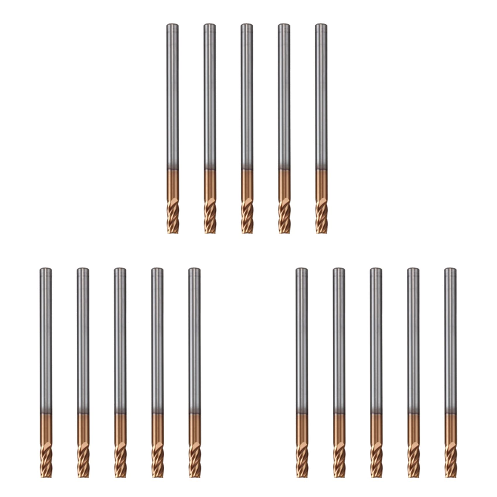 Jnchdghwa Gold & Silver 15Pcs 3Mm Solid Carbide Endmills Endmill D3x8xd4x50l 4Flute Side Milling Slotting Profiling Face Mill Standard Length