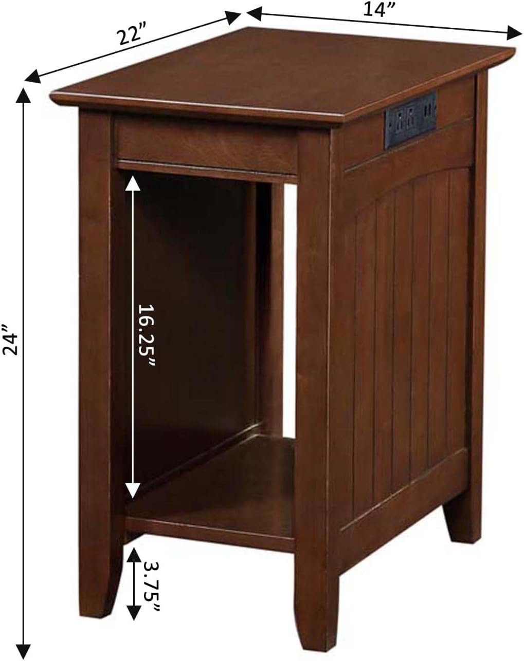 Convenience Concepts Edison End Table with Charging Station, Espresso