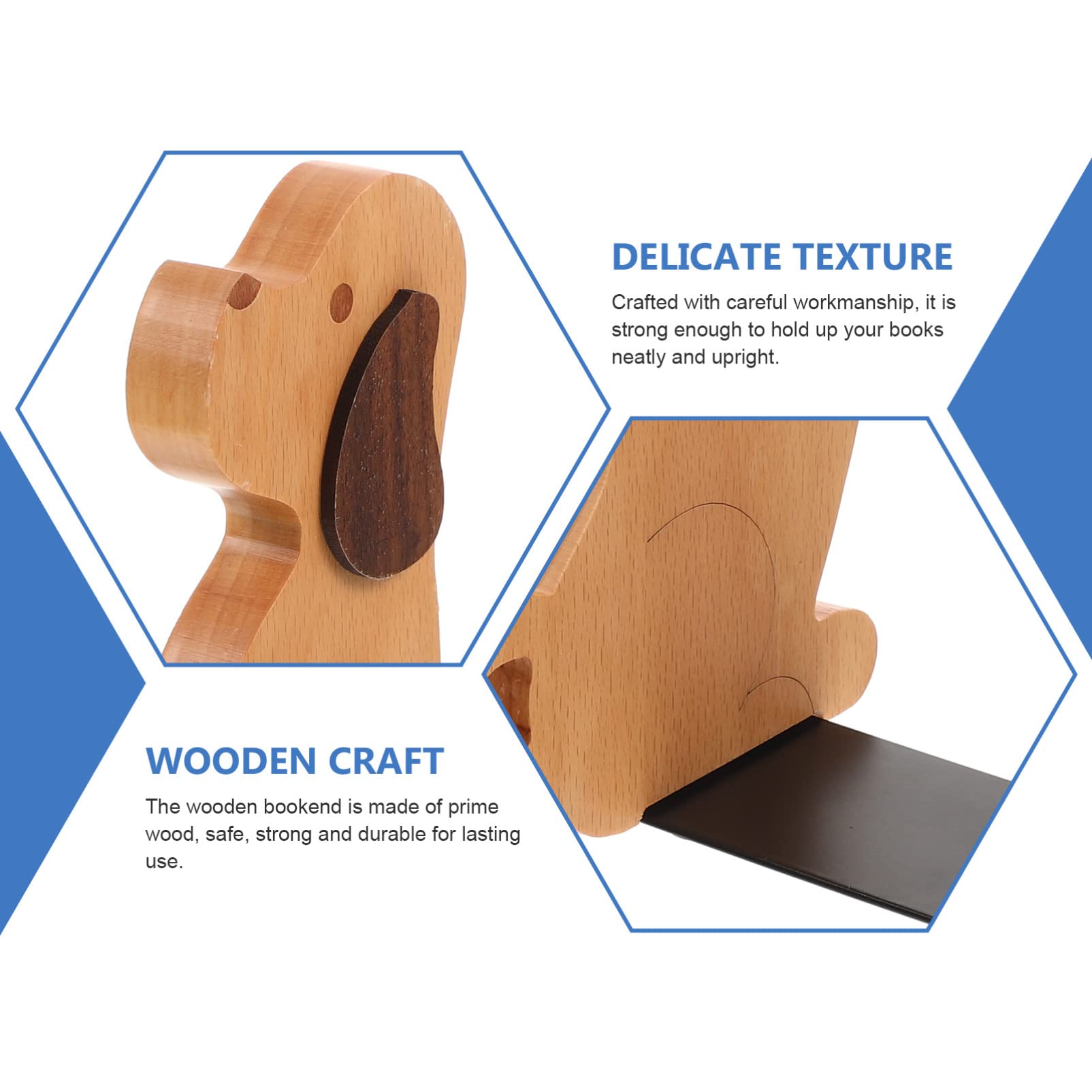 Zerodeko 2 Stück Holz Buchstützen Hunde Design Dekorativer Buchhalter Für Büro Zuhause Schreibtisch Organizer Für Bücher Und Dokumente