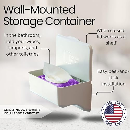 Miniatura 3 de Storage Theory Dispensador de toallitas de baño con estante - Organizador de baño y soporte para toallitas para baño - Soporte para toallitas de