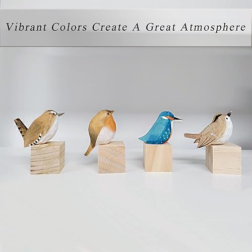 Miniatura 8 de Decoración de pájaros tallados de madera hecha a mano, figuras de pájaros esculpidos pintadas a mano, decoración del hogar, estatua de pájaro,