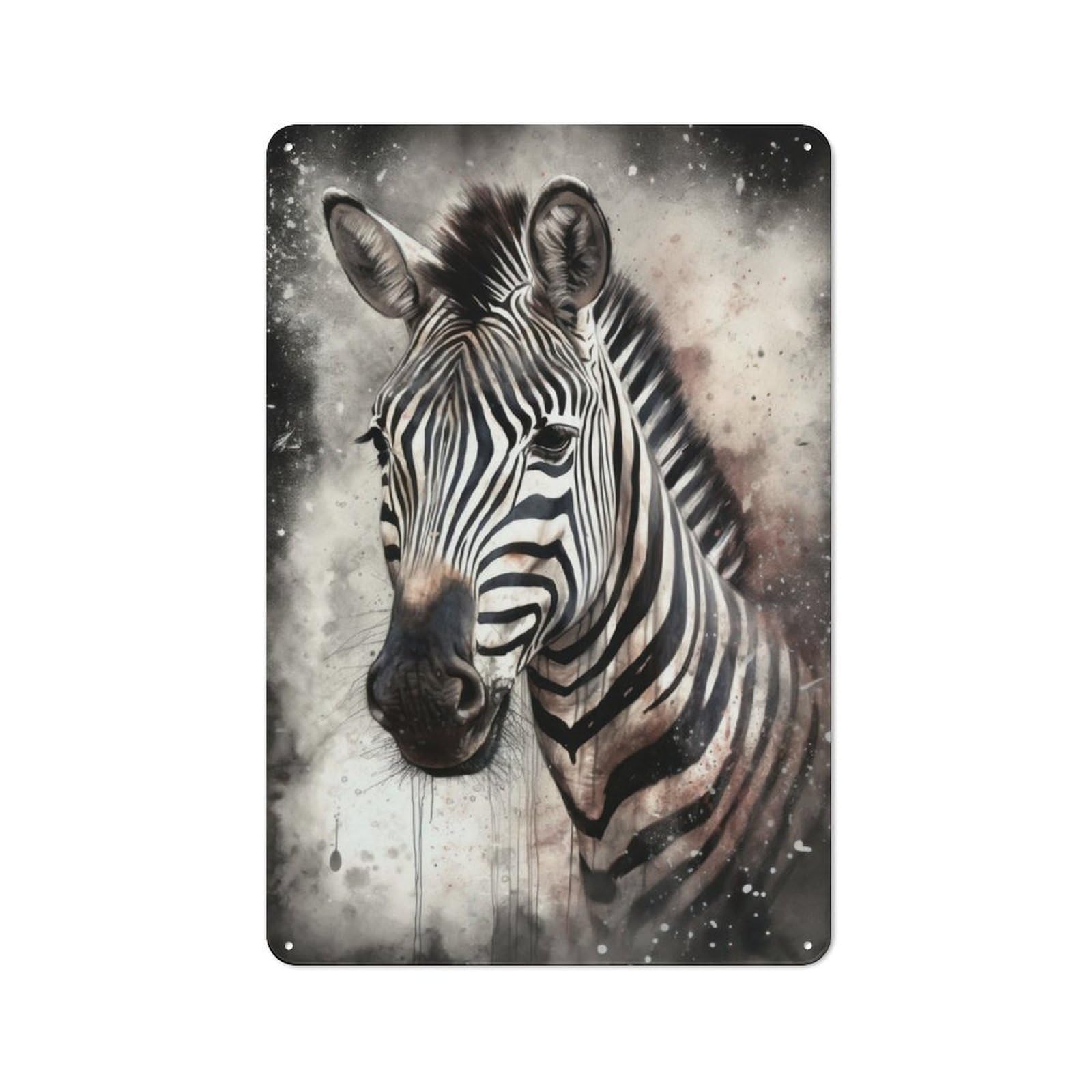 Junmoney Zebra Ink Art Retro Metal Plaque 30X20cm For Lounge Or Reading Corner, Winter Wall Decor For Reading Corner Decorators