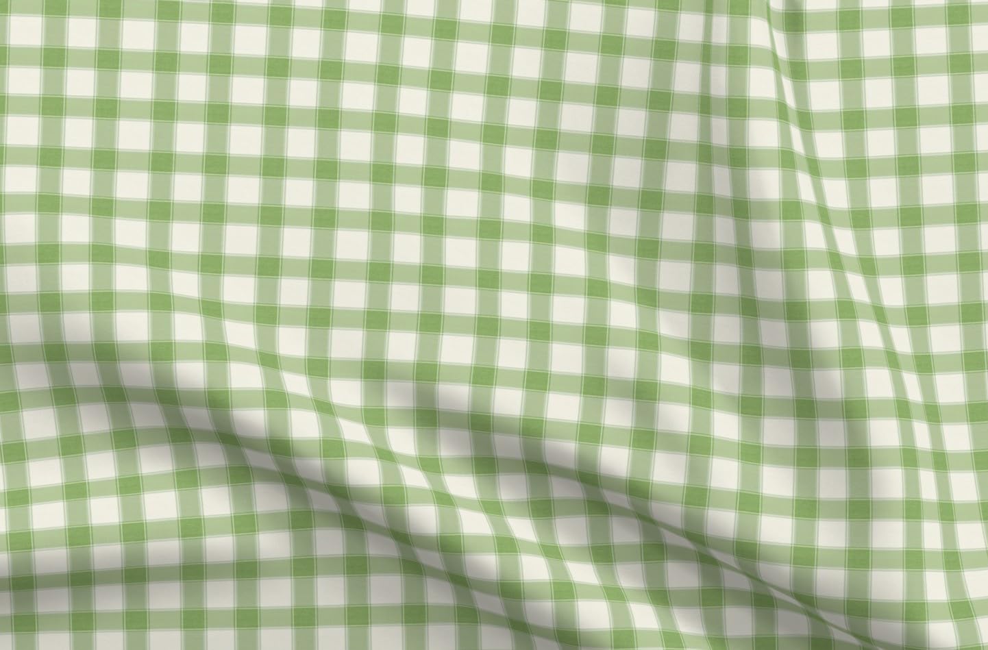 Spoonflower Fabric - Classic Gingham Green Checkered Spring Leaf Graphic Lines Traditional Printed on Minky Fabric Fat Quarter - Sewing Baby Blankets Quilt Backing Plush