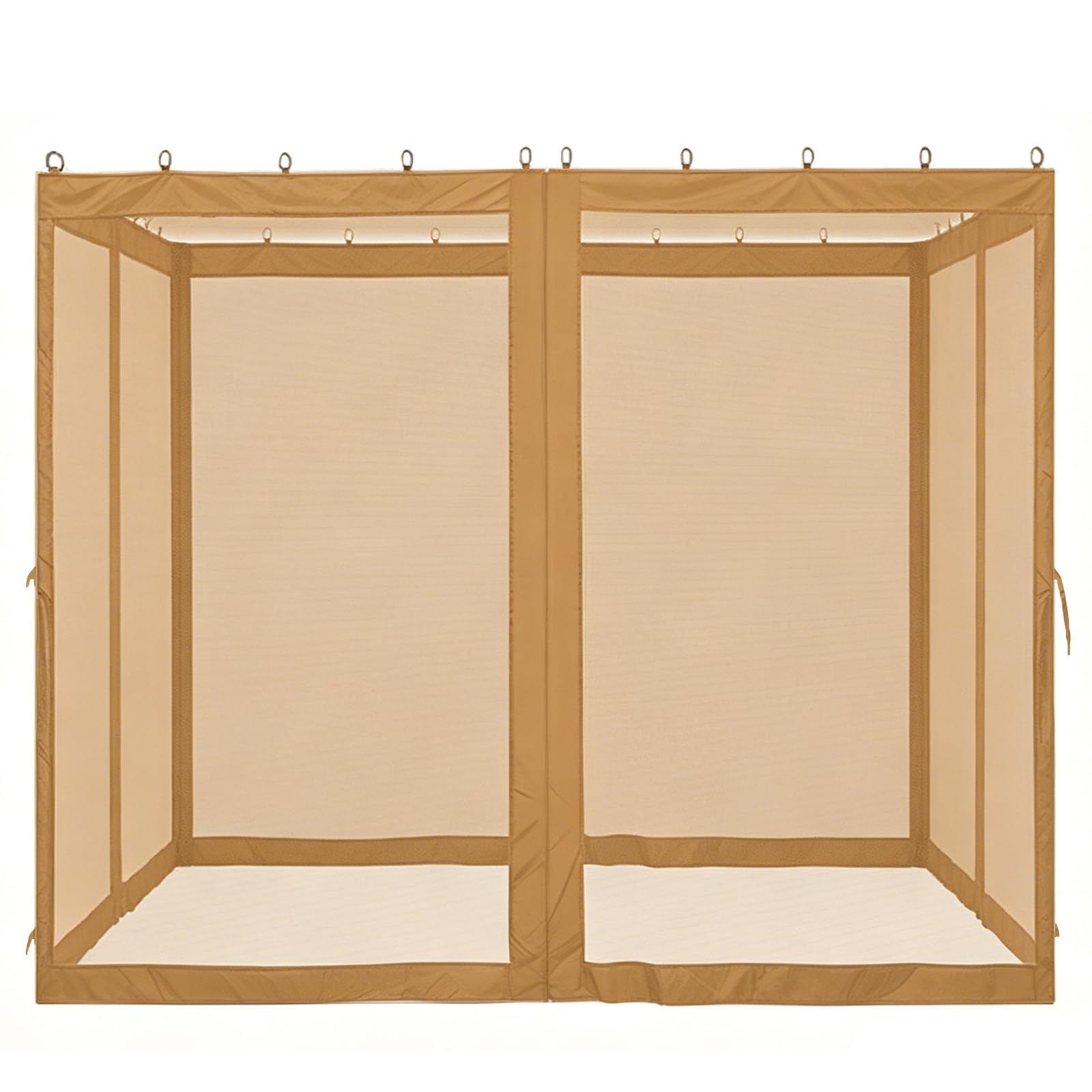 DECAKE Gazebo Mosquito Netting - Universal Replacement Screen Mesh Curtains for Outdoor Patio Canopy Tent 4 Double-Sided Zipper Doors, Polyester Privacy Bug Net,Brown,10x10FT/3x3M