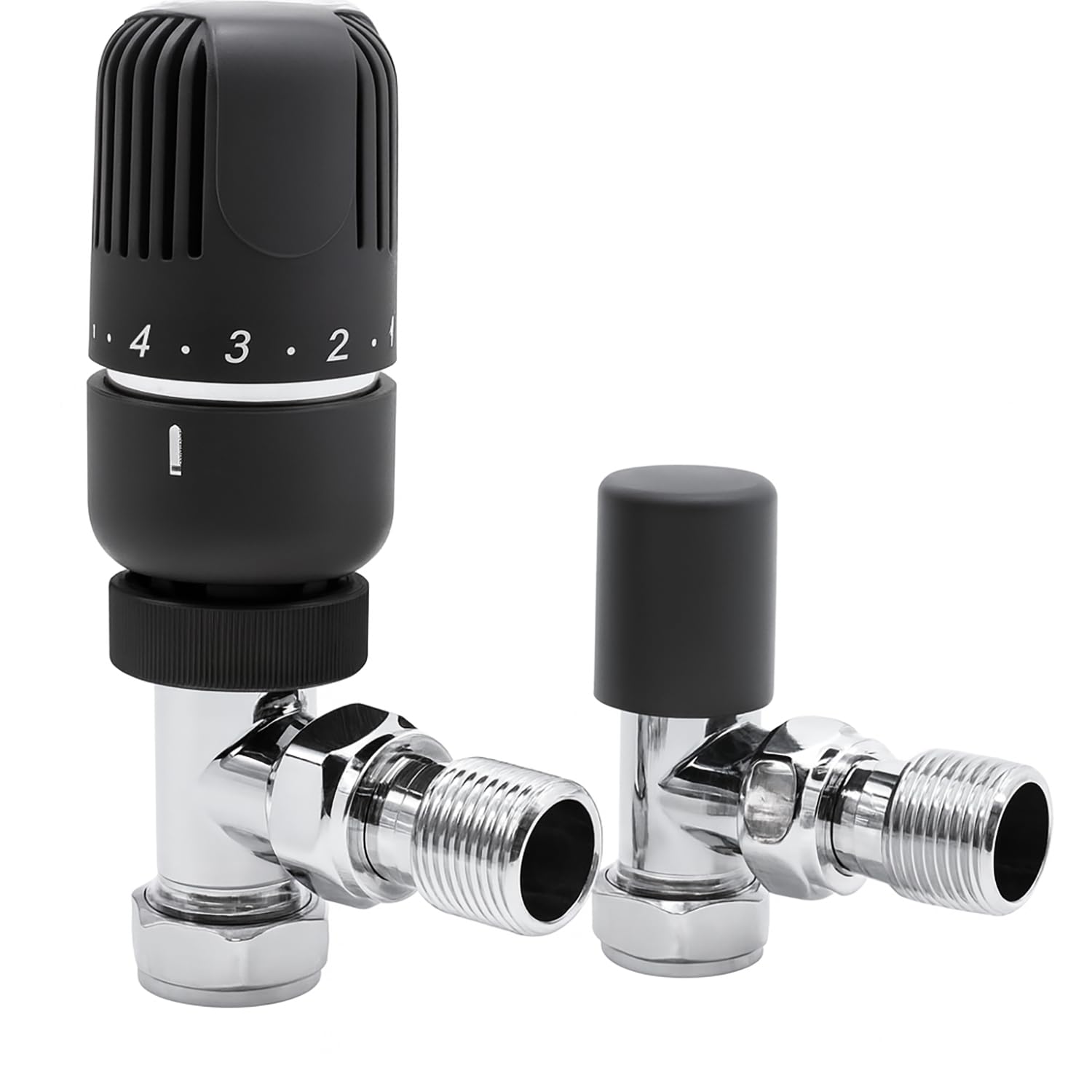 15mm Angle TRV Anthracite Thermostatic Radiator Valve Twin Pack