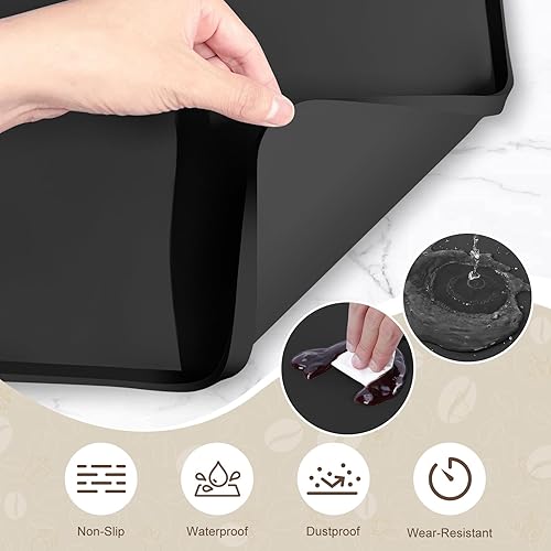 Miniatura 6 de Tapete de silicona para café con 6 posavasos, tapete de barra de mostrador de 24 x 16 pulgadas que se adapta debajo de la cafetera, olla y máquina