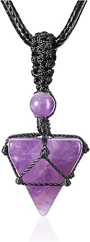 Jovivi Collar de cristal curativo, collar con dije de piedra preciosa de cuarzo natural transparente con cuerda ajustable, joyería de cuarzo reiki