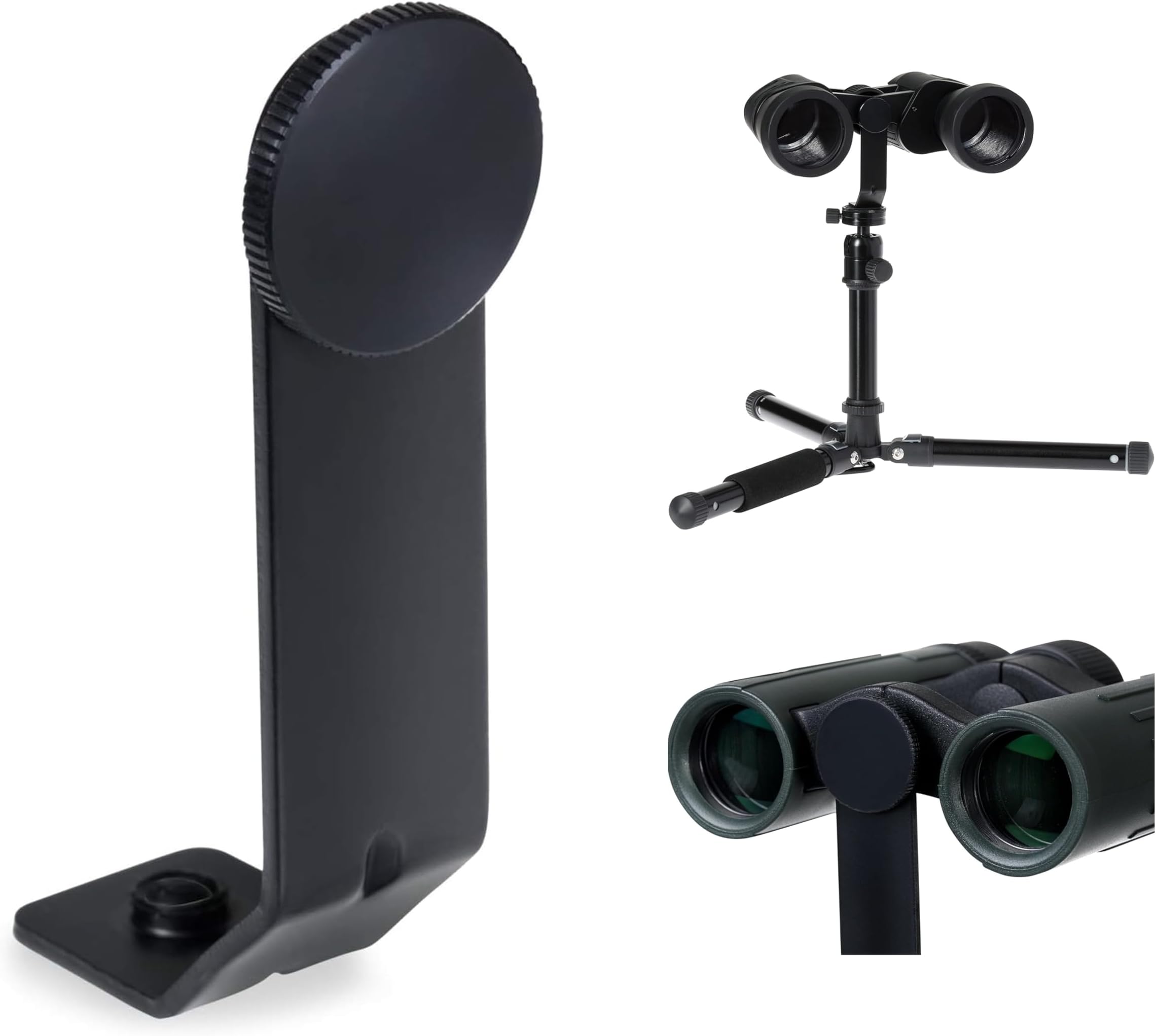 Praktica Binocular L Shaped Tripod Adapter, Universal Tripod Mount, 1/4 Inch Metal Bracket for Roof & Porro Binoculars, Bird Watching, Wildlife Observation in Hides